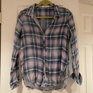 Bella Dahl Pink and Blue Button Down Top